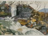 Foss, Saurdalselva. Akvarell 17x26 cm, 2025